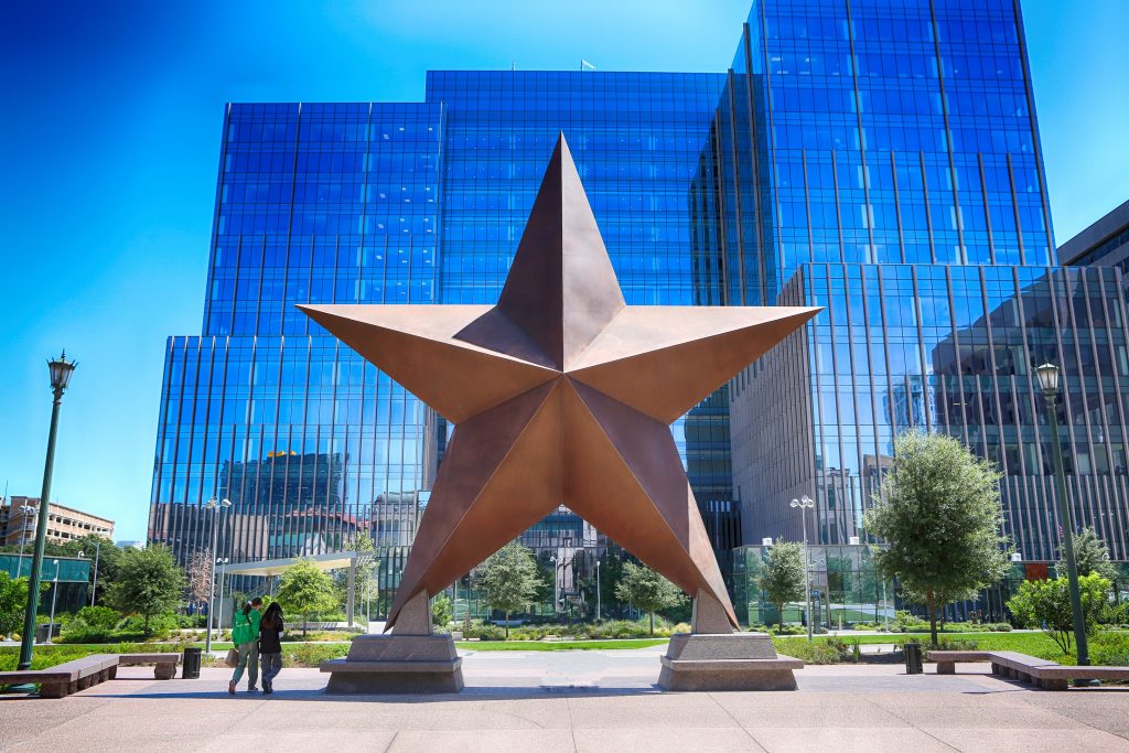 The bronze star statue in Austin